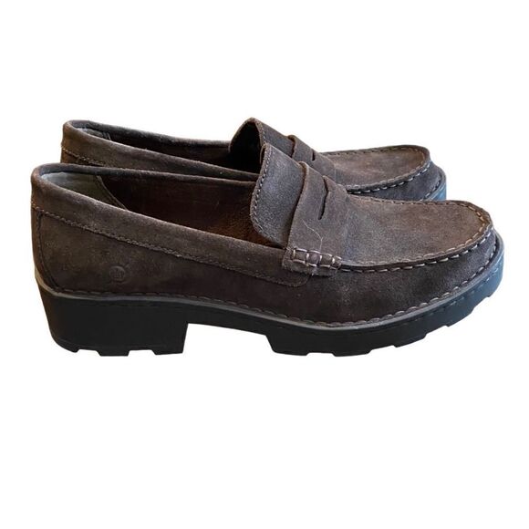 Born Carrera Suede Loafer Brown Platform 10M - Picture 5 of 9